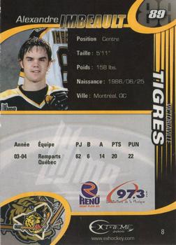 2004-05 Extreme Victoriaville Tigres (QMJHL) #8 Alexandre Imbeault Back