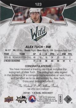 2016-17 Upper Deck AHL - Autographs #123 Alex Tuch Back