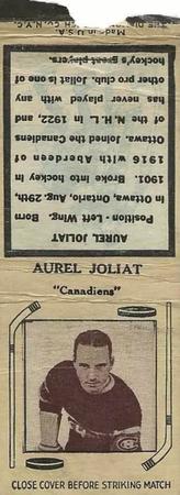 1935-36 Diamond Matchbooks (Tan 3) #NNO Aurel Joliat Front