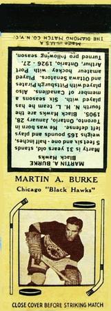 1936-37 Diamond Matchbooks (Tan 4) #NNO Martin A. Burke Front