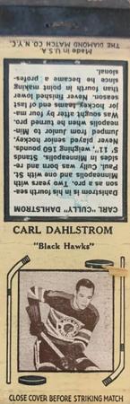 1937-38 Diamond Matchbooks (Tan 5) #NNO Carl Dahlstrom Front