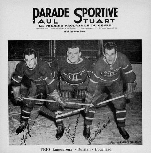 1943-48 Parade Sportive #NNO Butch Bouchard / Leo Lamoureux / Bill Durnan Front