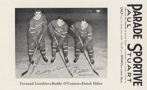 1943-48 Parade Sportive #NNO Fernand Gauthier / Buddy O'Connor / Dutch Hiller Front