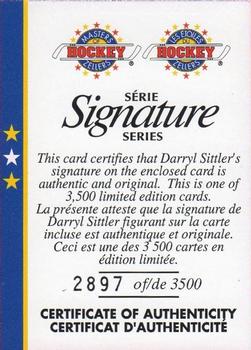 1995-96 Zellers Masters of Hockey Signature Series - Certificate of Authenticity #NNO Darryl Sittler Front