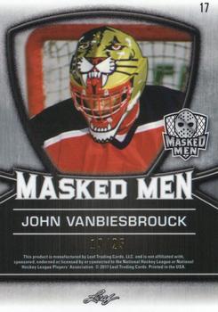2017 Leaf Masked Men - Masked Men Metal Purple Prismatic #17 John Vanbiesbrouck Back