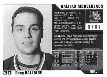 2000-01 Halifax Mooseheads (QMJHL) #NNO Dany Dallaire Back