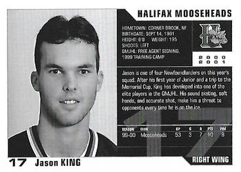 2000-01 Halifax Mooseheads (QMJHL) #NNO Jason King Back