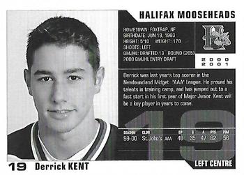 2000-01 Halifax Mooseheads (QMJHL) #NNO Derrick Kent Back