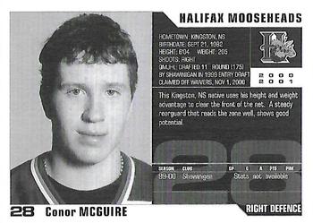 2000-01 Halifax Mooseheads (QMJHL) #NNO Conor McGuire Back