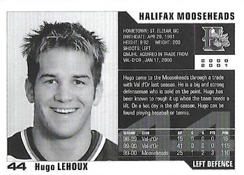 2000-01 Halifax Mooseheads (QMJHL) #NNO Hugo Lehoux Back