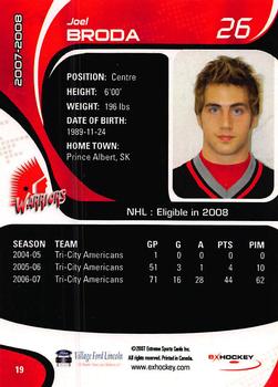 2007-08 Extreme Moose Jaw Warriors (WHL) #NNO Joel Broda Back
