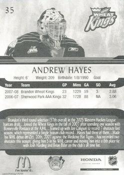 2008-09 McDonald's Brandon Wheat Kings (WHL) #NNO Andrew Hayes Back
