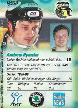 1999-00 Powerplay DEL (German) #134 Andy Rymsha Back