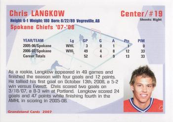 2007-08 Grandstand Spokane Chiefs (WHL) #NNO Chris Langkow Back