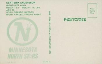 1981-82 Minnesota North Stars Postcards #1 Kent-Erik Andersson Back