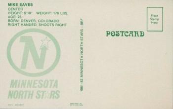 1981-82 Minnesota North Stars Postcards #8 Mike Eaves Back