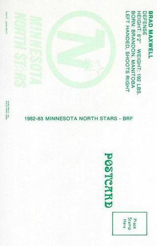 1982-83 Minnesota North Stars Postcards #NNO Brad Maxwell Back