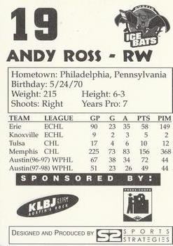 1997-98 Papa John's Austin Ice Bats (WPHL) #NNO Andy Ross Back