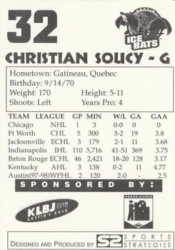 1997-98 Papa John's Austin Ice Bats (WPHL) #NNO Christian Soucy Back