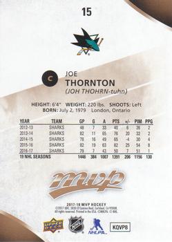 2017-18 Upper Deck MVP #15 Joe Thornton Back