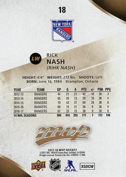 2017-18 Upper Deck MVP #18 Rick Nash Back
