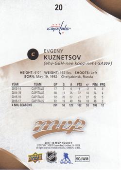 2017-18 Upper Deck MVP #20 Evgeny Kuznetsov Back
