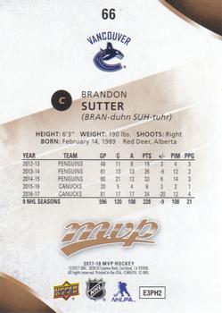 2017-18 Upper Deck MVP #66 Brandon Sutter Back