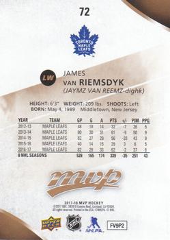 2017-18 Upper Deck MVP #72 James van Riemsdyk Back