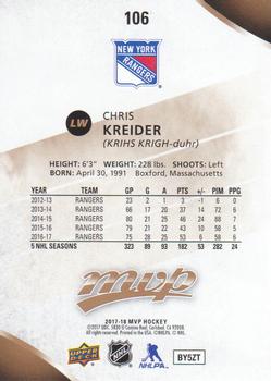 2017-18 Upper Deck MVP #106 Chris Kreider Back