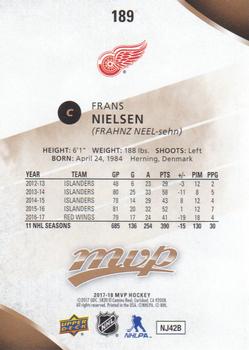 2017-18 Upper Deck MVP #189 Frans Nielsen Back