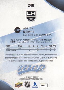 2017-18 Upper Deck MVP #240 Adrian Kempe Back