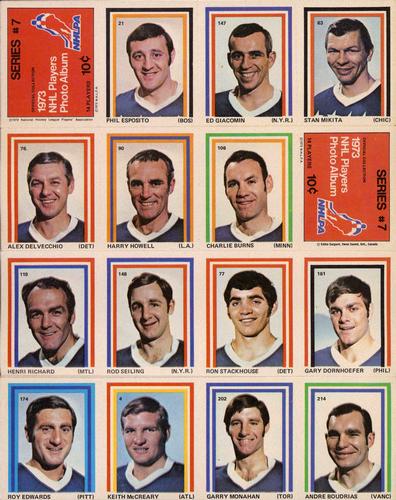1972-73 Eddie Sargent NHL Players Stickers - Sheets #7 Series #7 Front