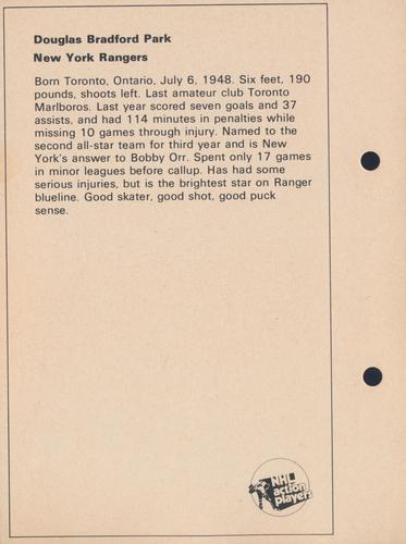 1971-72 Toronto Sun NHL Action Players #NNO Douglas Bradford Park Back