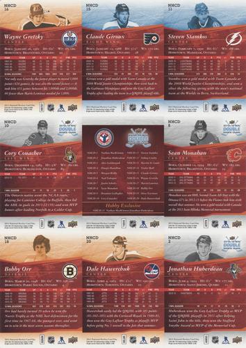 2014 Upper Deck National Hockey Card Day Canada - Sheets #NNO Steven Stamkos / Claude Giroux / Wayne Gretzky / Sean Monahan / Checklist / Cory Conacher / Jonathan Huberdeau / Dale Hawerchuk / Bobby Orr Back