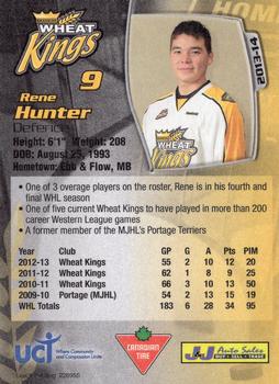 2013-14 Aaron's Brandon Wheat Kings (WHL) #NNO Rene Hunter Back
