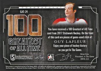 2017 Leaf In The Game Stickwork - 100 Greatest of All-Time Relics - Gold #GAT-24 Guy Lafleur Back