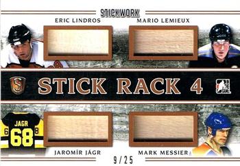 2017 Leaf In The Game Stickwork - Stick Rack 4 Relics #SR-07 Eric Lindros / Mario Lemieux / Jaromír Jágr / Mark Messier Front