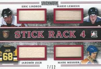 2017 Leaf In The Game Stickwork - Stick Rack 4 Relics - Red #SR-07 Eric Lindros / Mario Lemieux / Jaromír Jágr / Mark Messier Front