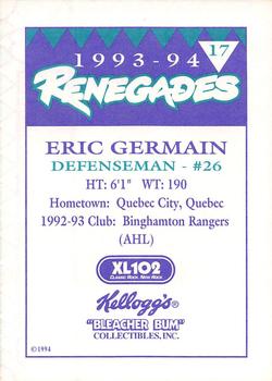 1993-94 Richmond Renegades (ECHL) #17 Eric Germain Back
