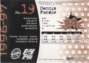 1996-97 SplitSecond Toledo Storm (ECHL) #NNO Dennis Purdie Back