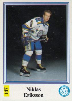 1991-92 Semic Elitserien (Swedish) Stickers #147 Niklas Eriksson Front