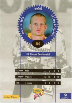 1999-00 Czech OFS #209 Lubomir Korhon Back