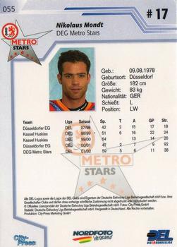 2002-03 Playercards (DEL) #55 Nikolaus Mondt Back