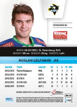 2013-14 Austrian EBEL #256 Ruslan Gelfanov Back
