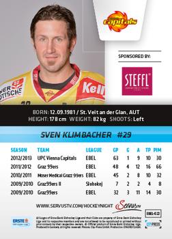 2013-14 Austrian EBEL #22 Sven Klimbacher Back