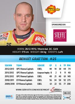 2013-14 Austrian EBEL #30 Benoit Gratton Back