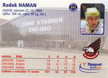 2003-04 Czech OFS #241 Radek Haman Back