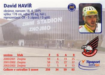 2003-04 Czech OFS #242 David Havir Back