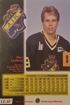 1994-95 Leaf Elit Set (Swedish) #60 Mats Lindberg Back