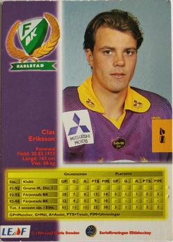 1994-95 Leaf Elit Set (Swedish) #87 Clas Eriksson Back